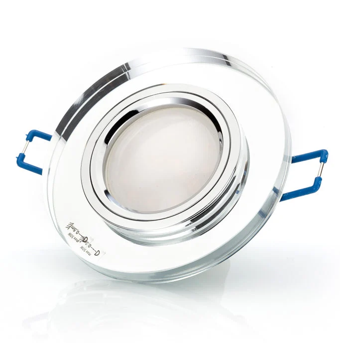 LED Einbaustrahler Cristal aus Glas 6.2W Warmweiß | Dimmbar | Rund | Klar-Spiegel | inkl. GU10 Fassung | 230V | extra-flach