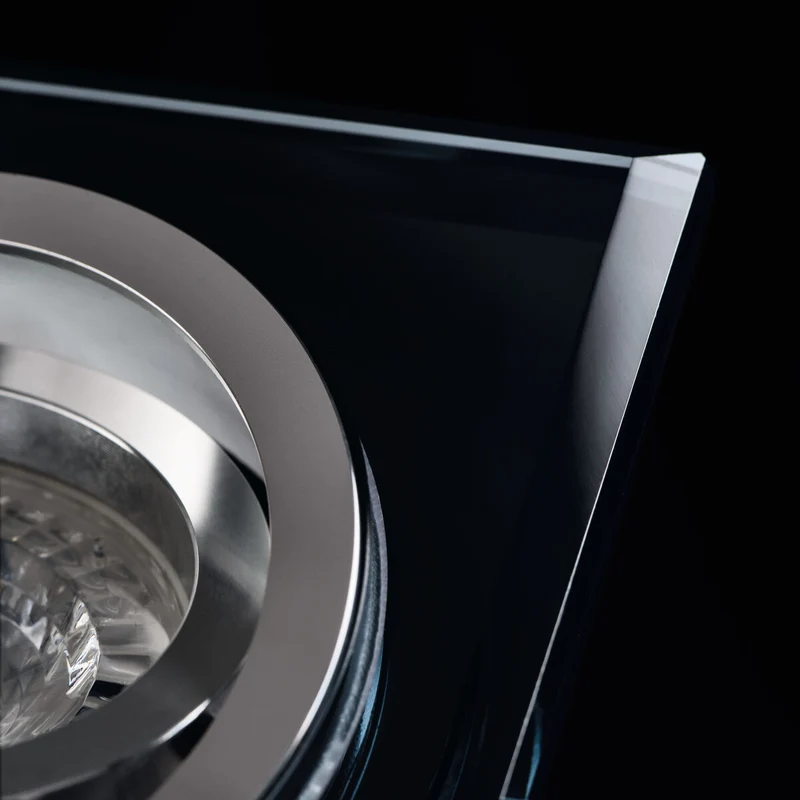 Einbaustrahler Cristal aus Glas Eckig Schwarz Schwenkbar - Spiegel inkl. GU10 Fassung 230V | extra-flach | dimmbar