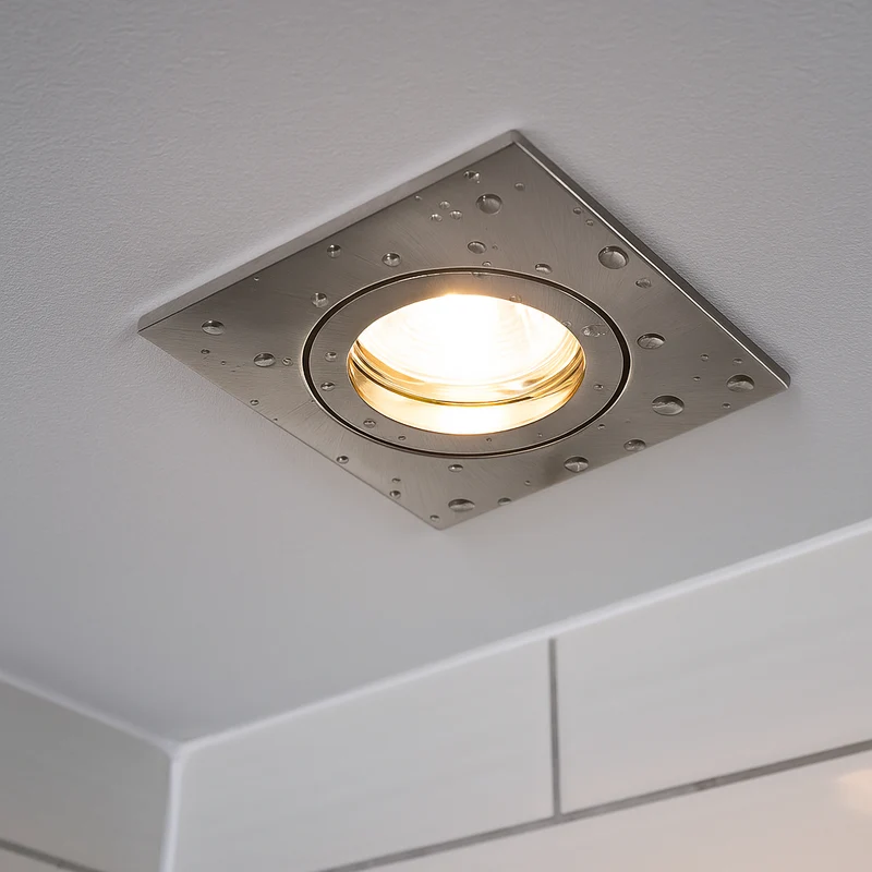LED Einbaustrahler für außen und innen | Eckig 90mm x 90mm | Aluminium | IP44 | inkl. GU10 Fassung 230V | extra-flach | dimmbar