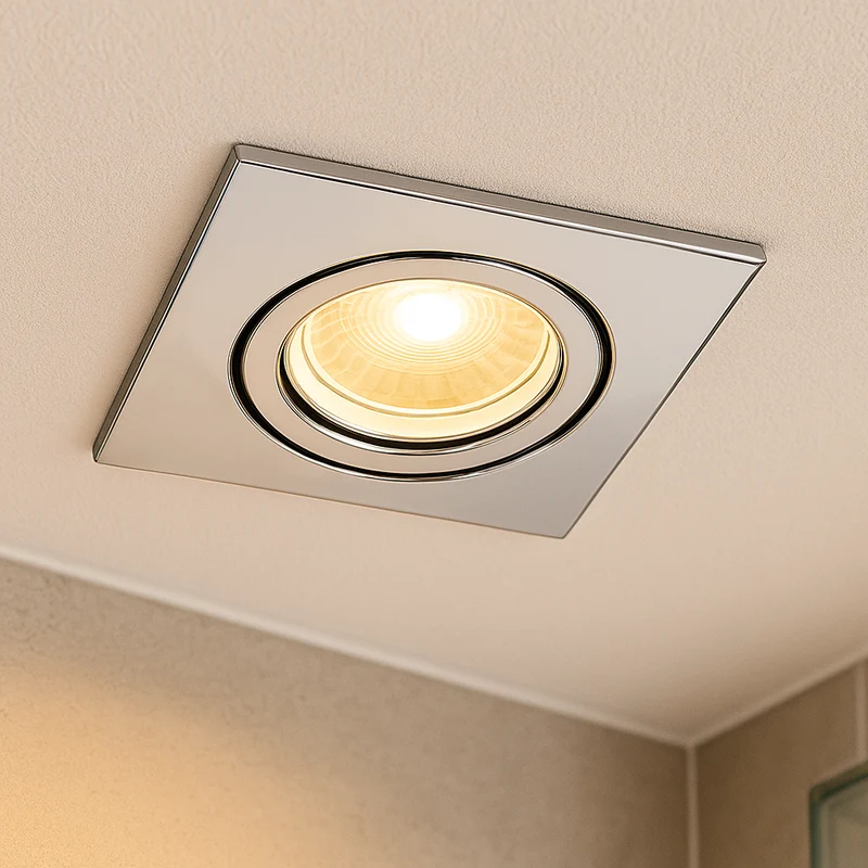 LED Einbaustrahler für außen und innen | Eckig 90mm x 90mm | Aluminium | IP44 | inkl. GU10 Fassung 230V | extra-flach | dimmbar