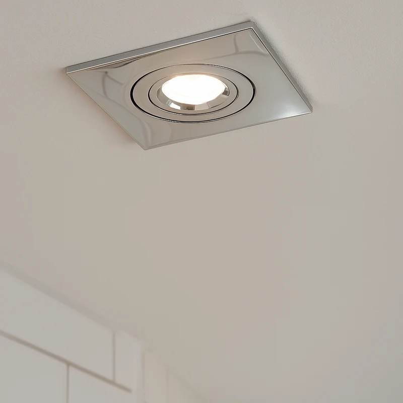 LED Einbaustrahler für außen und innen | Eckig 90mm x 90mm | Aluminium | IP44 | inkl. GU10 Fassung 230V | extra-flach | dimmbar