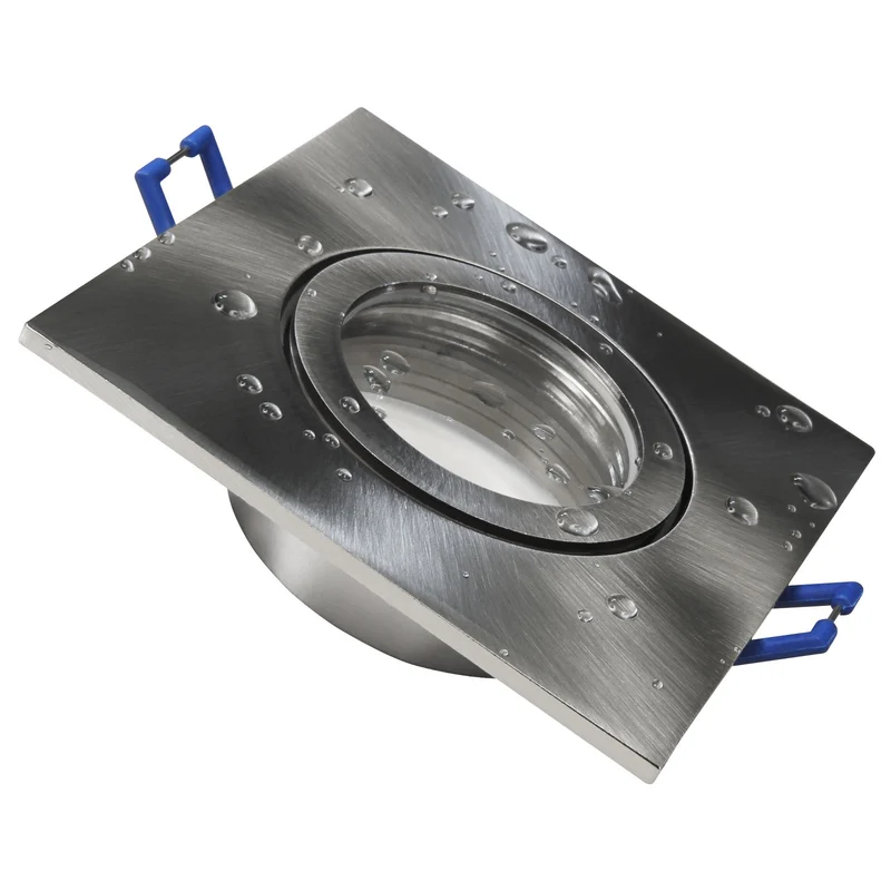 LED Einbaustrahler für außen und innen | Eckig 90mm x 90mm | Aluminium | IP44 | inkl. GU10 Fassung 230V | extra-flach | dimmbar