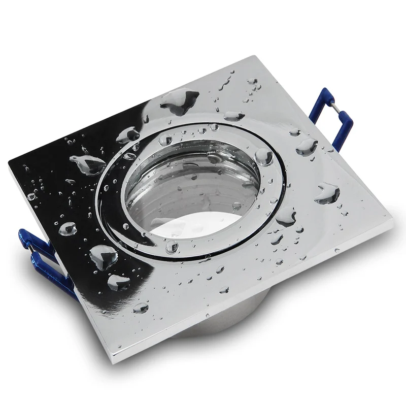 LED Einbaustrahler für außen und innen | Eckig 90mm x 90mm | Aluminium | IP44 | inkl. GU10 Fassung 230V | extra-flach | dimmbar