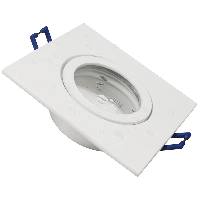 LED Einbaustrahler für außen und innen | Eckig 90mm x 90mm | Aluminium | IP44 | inkl. GU10 Fassung 230V | extra-flach | dimmbar