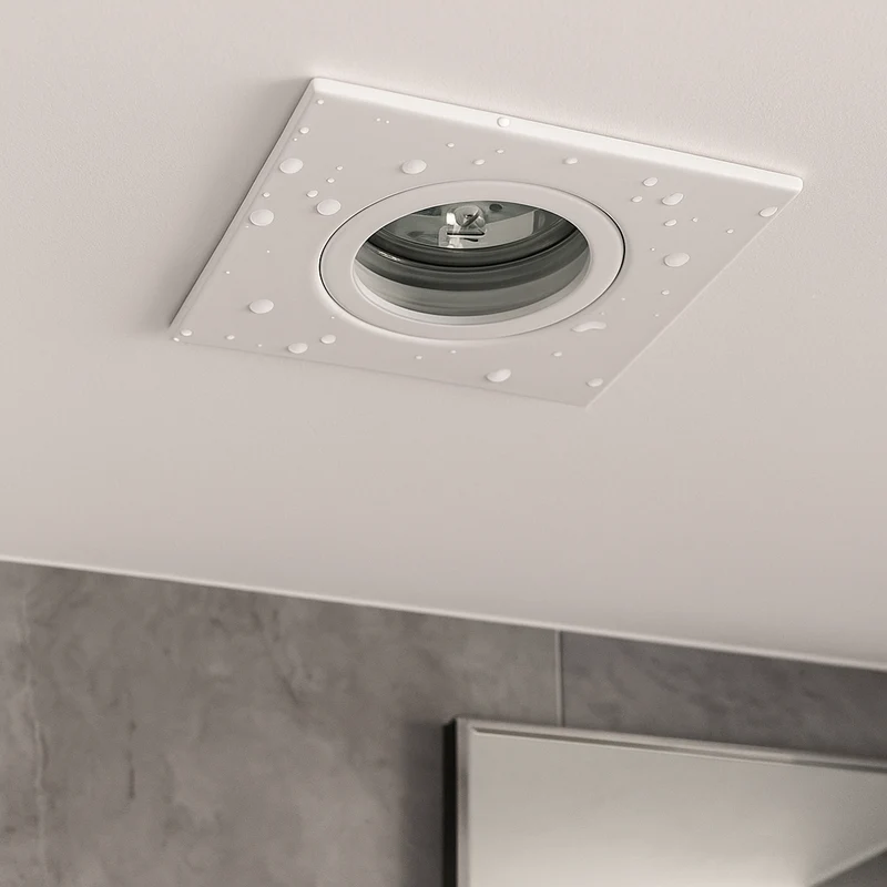 LED Einbaustrahler für außen und innen | Eckig 90mm x 90mm | Aluminium | IP44 | inkl. GU10 Fassung 230V | extra-flach | dimmbar