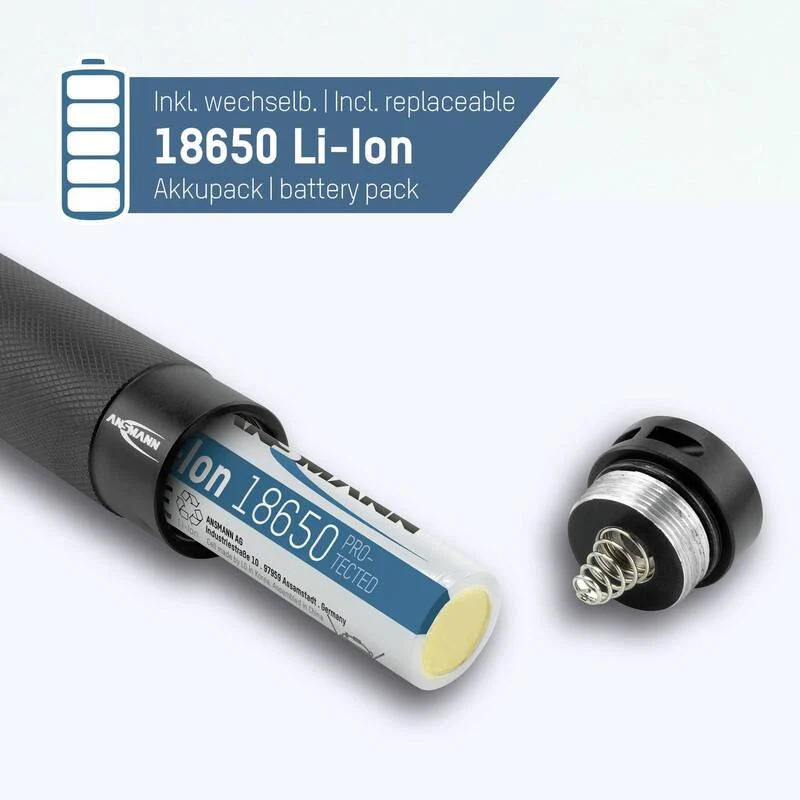 B-Ware Ansmann Taschenlampe LED 1000lm akkubetrieben Fokussierung schwarz 226g IPX4