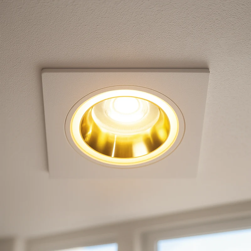 Einbaustrahler aus Aluminum Weiß + Gold Eckig mit leuchtendem Ring inkl. GU10 Fassung 230V | extra-flach | dimmbar