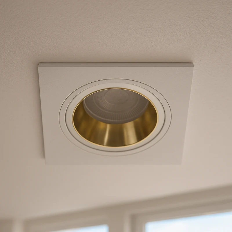 Einbaustrahler aus Aluminum Weiß + Gold Eckig mit leuchtendem Ring inkl. GU10 Fassung 230V | extra-flach | dimmbar