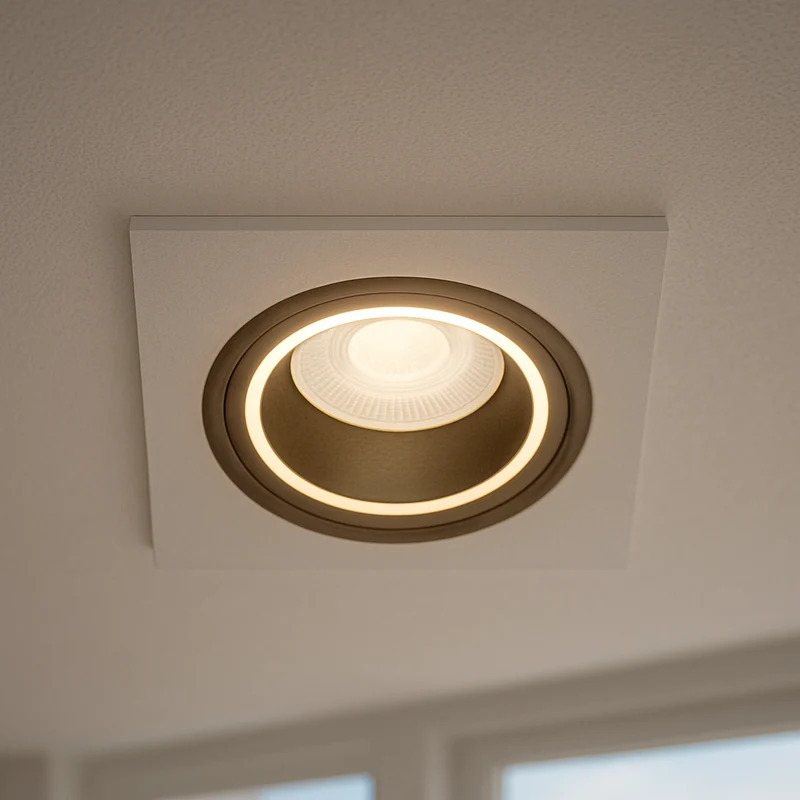 Einbaustrahler aus Aluminum Weiß + Schwarz Eckig mit leuchtendem Ring inkl. GU10 Fassung 230V | extra-flach | dimmbar
