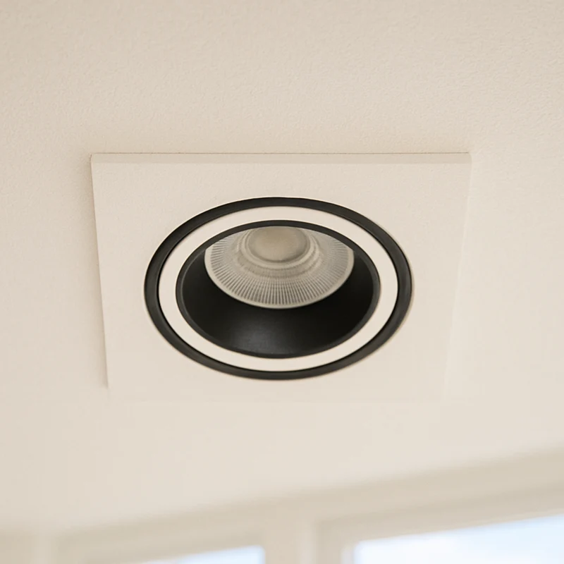 Einbaustrahler aus Aluminum Weiß + Schwarz Eckig mit leuchtendem Ring inkl. GU10 Fassung 230V | extra-flach | dimmbar