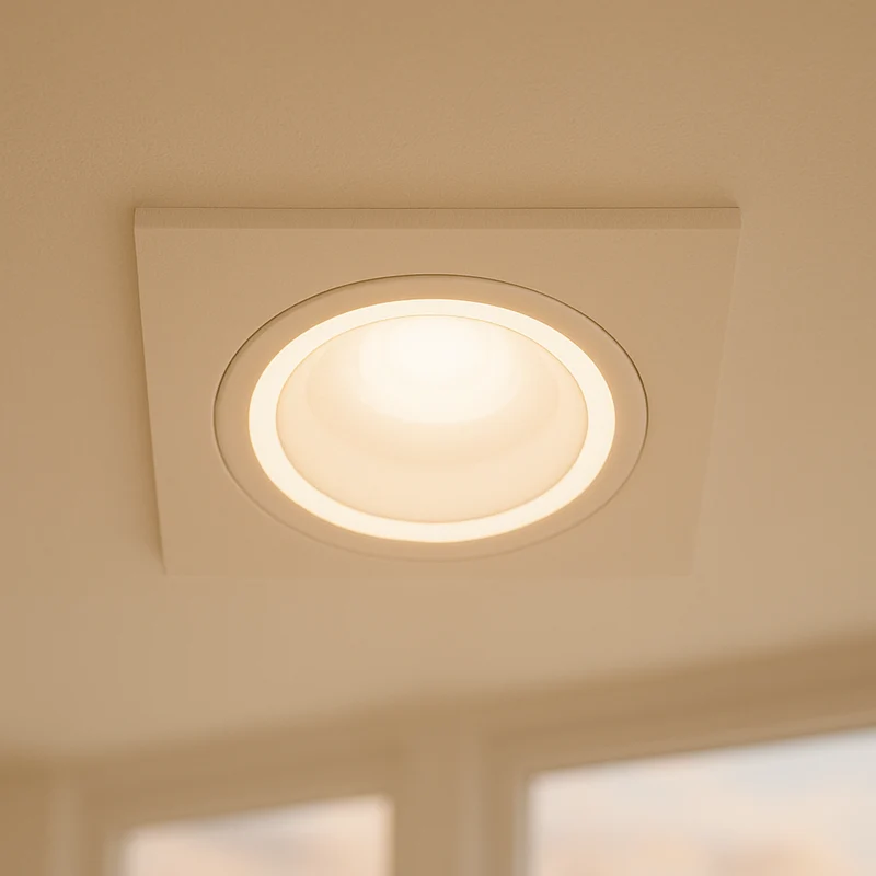 Einbaustrahler aus Aluminum Weiß Eckig mit leuchtendem Ring inkl. GU10 Fassung 230V | extra-flach | dimmbar