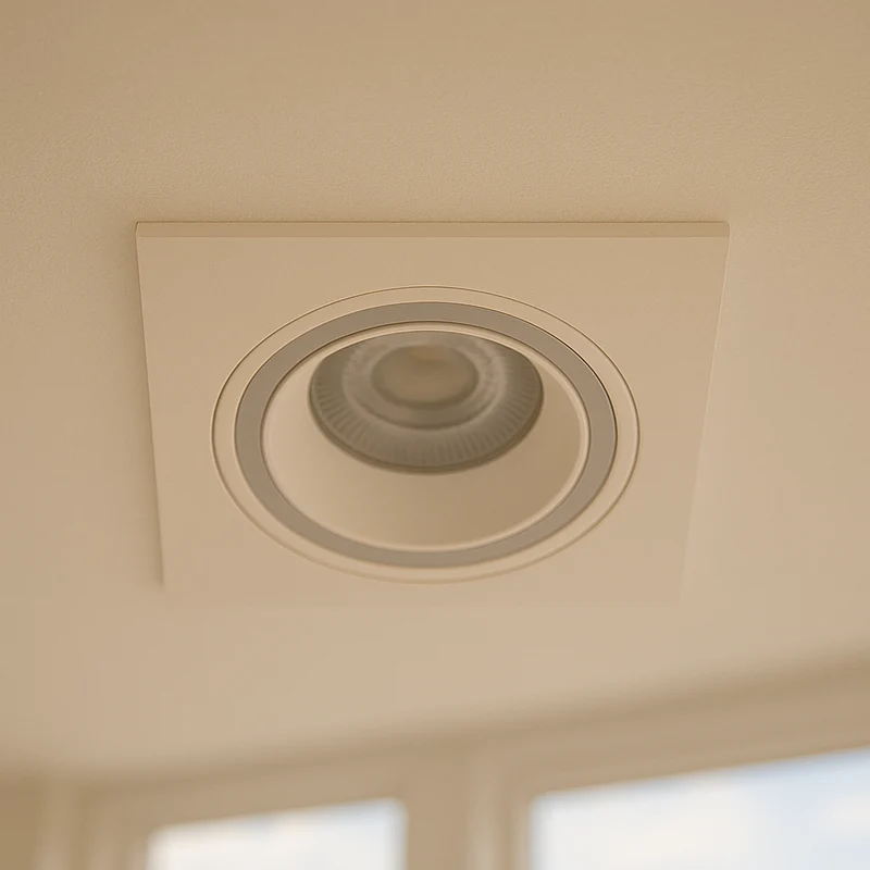 Einbaustrahler aus Aluminum Weiß Eckig mit leuchtendem Ring inkl. GU10 Fassung 230V | extra-flach | dimmbar