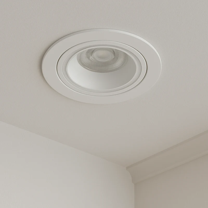 Einbaustrahler aus Aluminum Weiß + Weiß Rund mit leuchtendem Ring inkl. GU10 Fassung 230V | extra-flach | dimmbar
