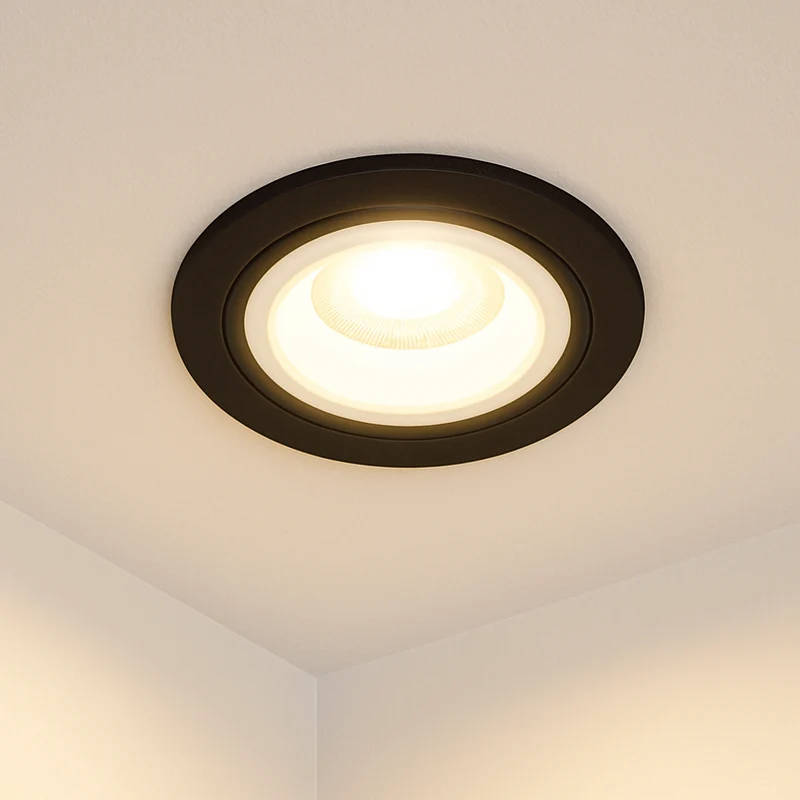 Einbaustrahler aus Aluminum Schwarz + Weiß Rund mit leuchtendem Ring inkl. GU10 Fassung 230V
