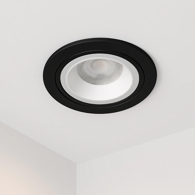 Einbaustrahler aus Aluminum Schwarz + Weiß Rund mit leuchtendem Ring inkl. GU10 Fassung 230V
