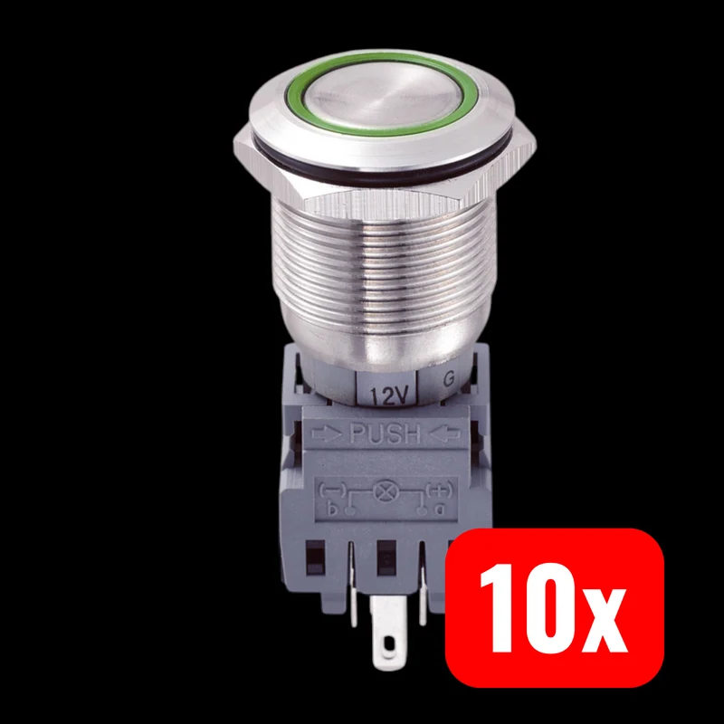 B-Ware TRU COMPONENTS 701918 LAS1-BGQ-11ZE/G/12V Vandalismusgeschützter 10 STÜCK