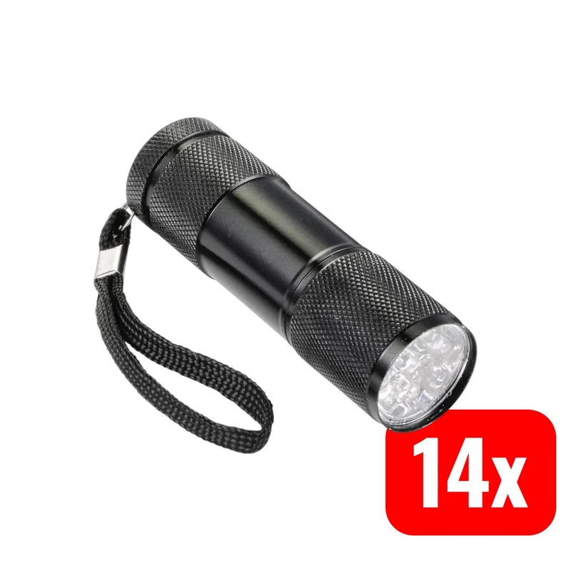 B-Ware Handlampe Taschenlampe UV LED Schwarz Handschlaufe batteriebetrieben 14 STÜCK
