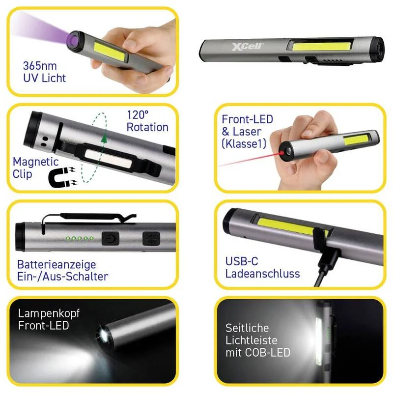 B-Ware XCell ESEN179 Penlight Li-Ionen Akkus 165 mm Beleuchtung Taschenlampen 9 STÜCK