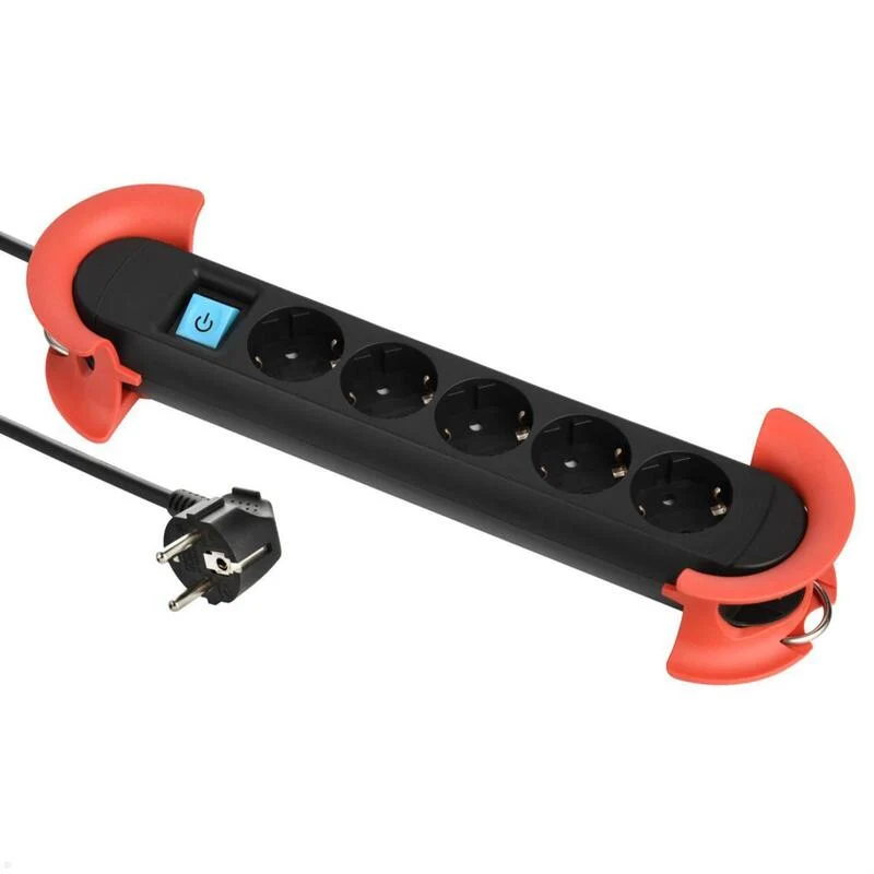 B-Ware BACHMANN HOOK Steckdosenleiste 5x Schutzkontakt Kunststoff Schalter 5m 3 STÜCK