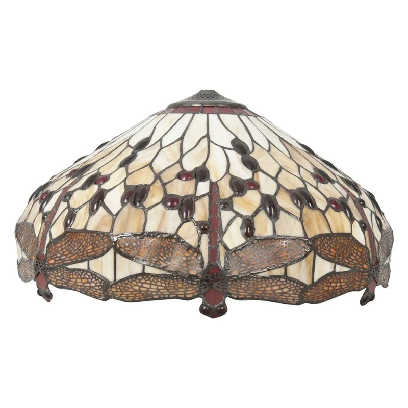 B-Ware LumiLamp Lampenschirm Schirm Tiffany Glas Libelle Ø49x28 cm Braun Beige