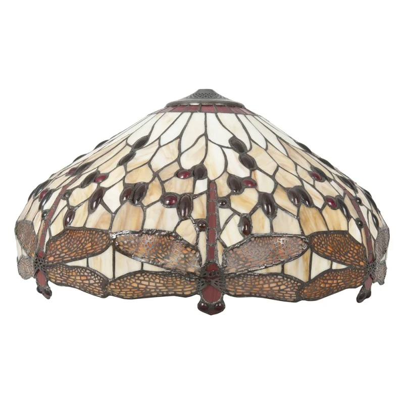 B-Ware LumiLamp Lampenschirm Schirm Tiffany Glas Libelle Ø49x28 cm Braun Beige