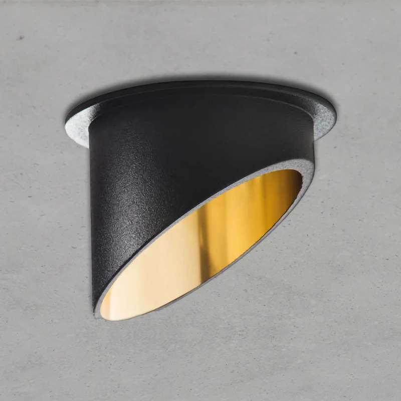 LED Einbaustrahler inkl. GU10 Fassung | Rund | Aluminium | Schwarz + Gold | 230V | extra-flach | dimmbar