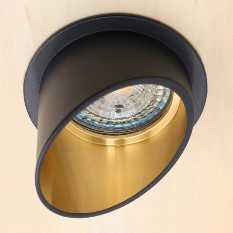 LED Einbaustrahler inkl. GU10 Fassung | Rund | Aluminium | Schwarz + Gold | 230V | extra-flach | dimmbar