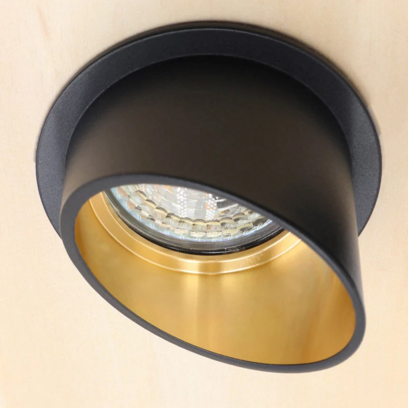 LED Einbaustrahler inkl. GU10 Fassung | Rund | Aluminium | Schwarz + Gold | 230V | extra-flach | dimmbar