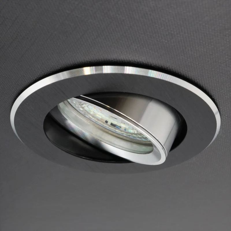 LED Einbaustrahler | Rund | Aluminium | Ø82mm | IP20 | GU5.3 ink. GU10 Fassung | 12V 230V | extra-flach | dimmbar