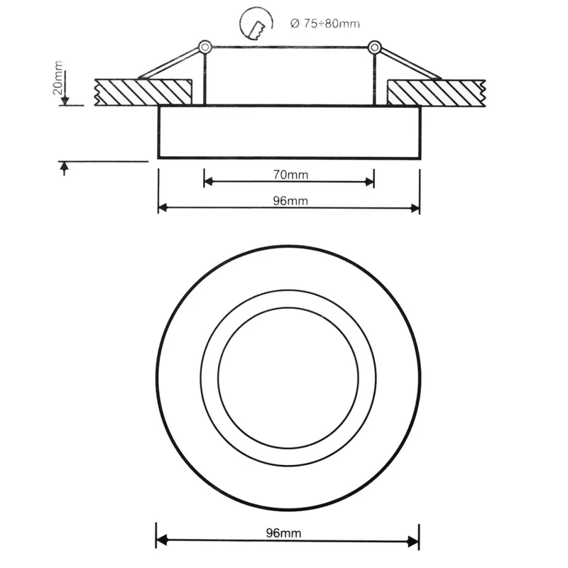 LED Einbaustrahler inkl. GU10 Fassung | Rund Ø94mm | Aluminium | IP20 | 230V | MINI MIDI | extra-flach | dimmbar