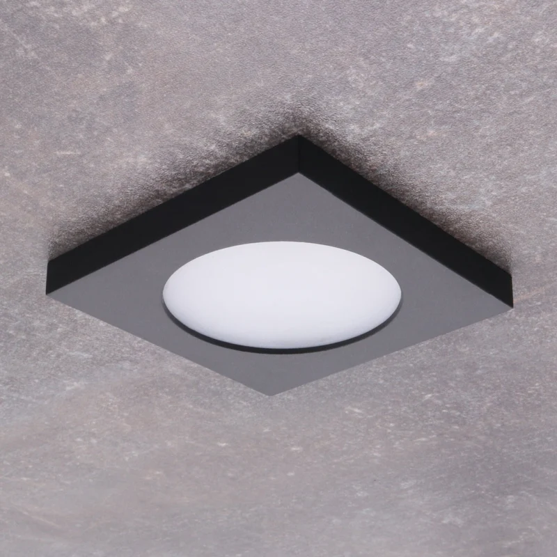 LED Einbaustrahler | Außenbereich & Badezimmer | IP44 | Eckig | Aluminium | 80mm x 80mm | inkl GU10 Fassung | 230V 12V | extra-flach | dimmbar