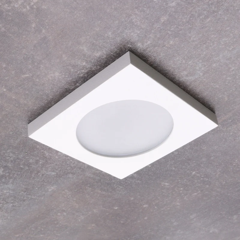 LED Einbaustrahler | Außenbereich & Badezimmer | IP44 | Eckig | Aluminium | 80mm x 80mm | inkl GU10 Fassung | 230V 12V | extra-flach | dimmbar