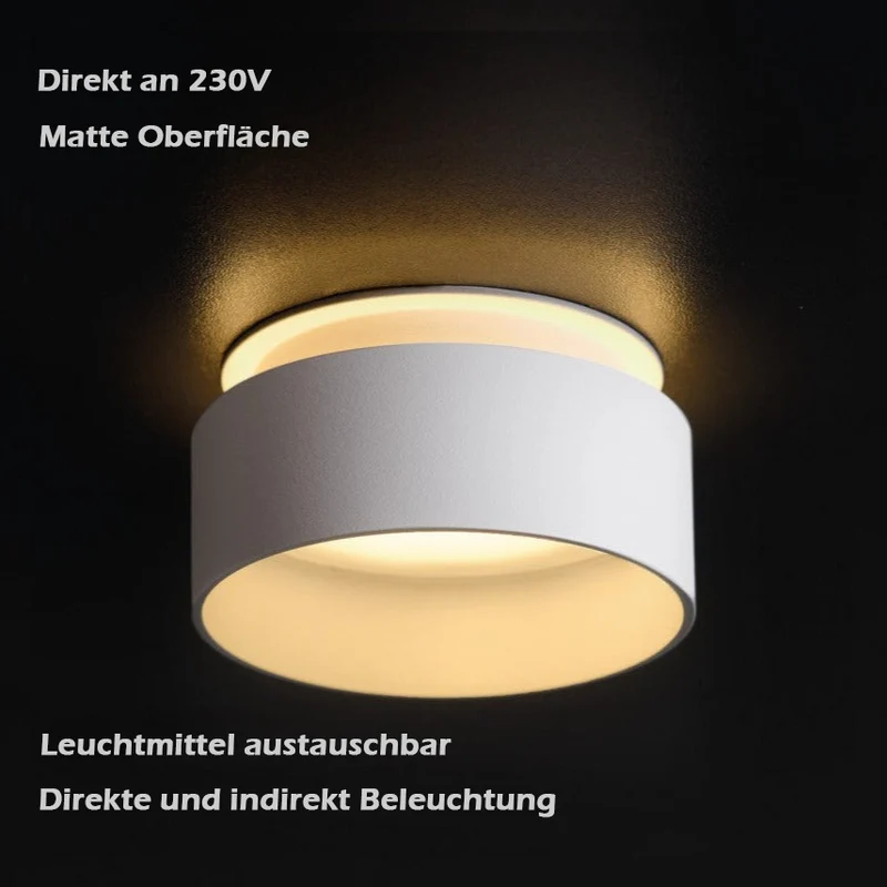 LED Einbaustrahler Oviedo | Rund | Aluminium | Weiß | IP20 | inkl. GU10 Fassung | 230V 12V | direkte und indirekte Beleuchtung | extra-flach | dimmbar