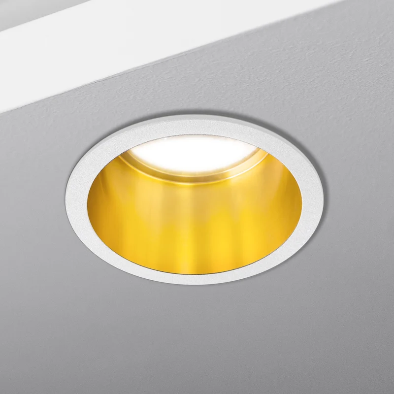 LED Einbaustrahler | Rund | Aluminium | Weiß + Gold | inkl. GU10 Fassung | 230V/12V | SPAG D W/G | extra-flach | dimmbar