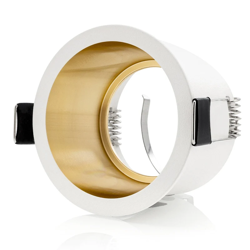 LED Einbaustrahler | Rund | Aluminium | Weiß + Gold | inkl. GU10 Fassung | 230V/12V | SPAG D W/G | extra-flach | dimmbar