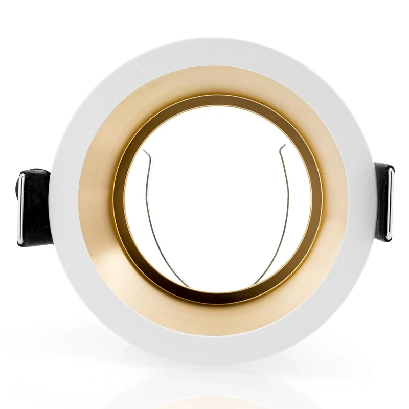 LED Einbaustrahler | Rund | Aluminium | Weiß + Gold | inkl. GU10 Fassung | 230V/12V | SPAG D W/G | extra-flach | dimmbar