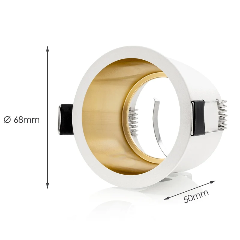 LED Einbaustrahler | Rund | Aluminium | Weiß + Gold | inkl. GU10 Fassung | 230V/12V | SPAG D W/G | extra-flach | dimmbar