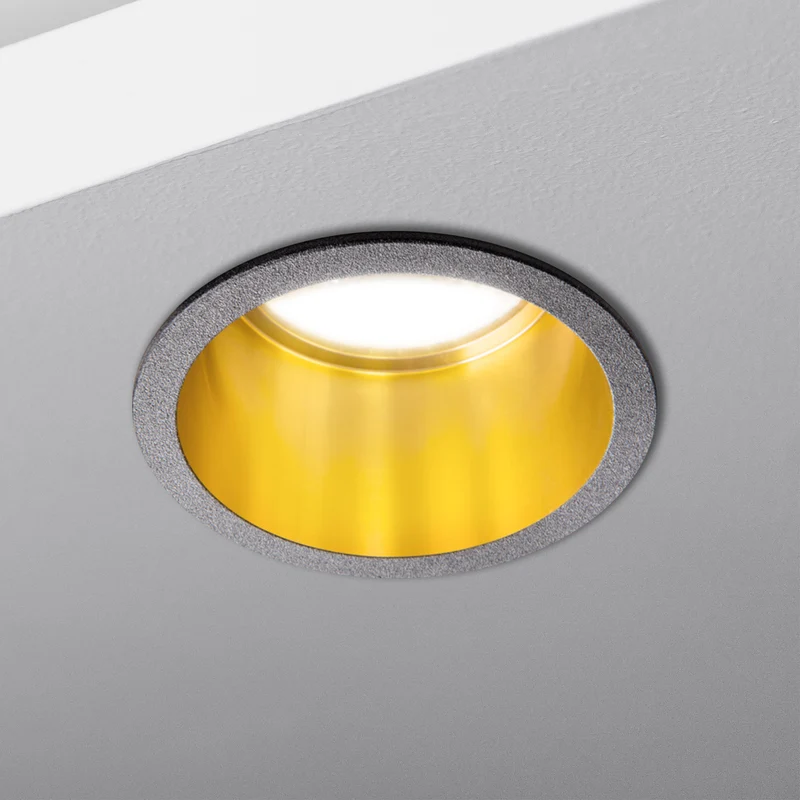 LED Einbaustrahler | Rund | Aluminium | Schwarz & Gold | inkl. GU10 Fassung | 230V 12V | extra-flach | dimmbar