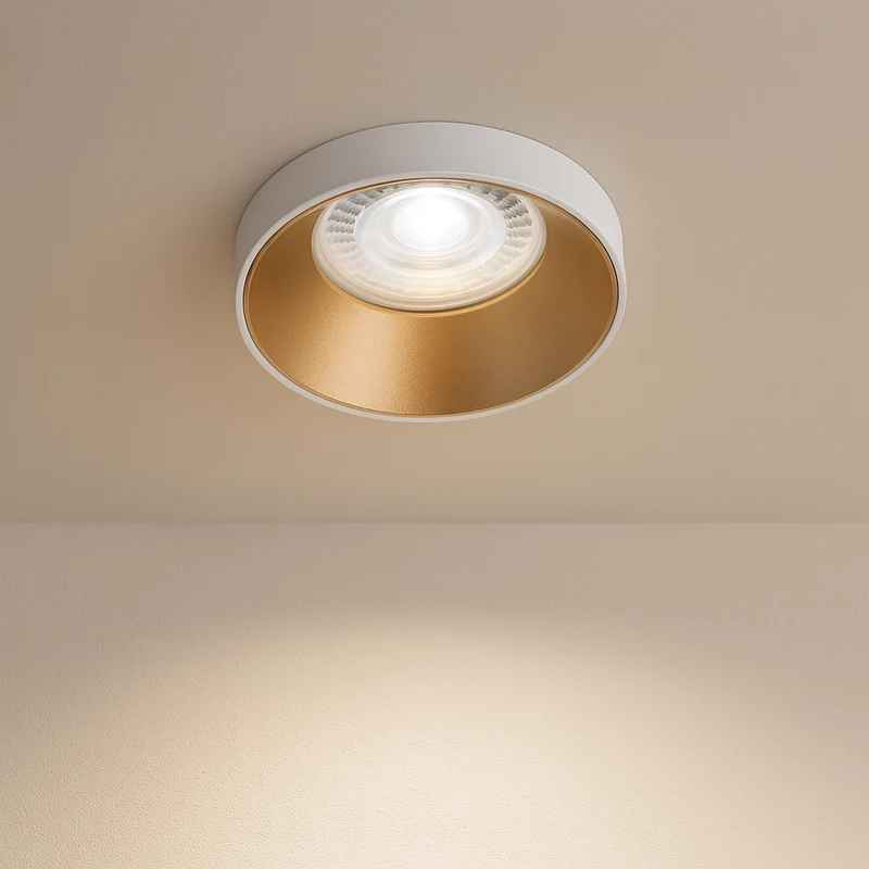 LED Einbaustrahler inkl. GU10 Fassung | Rund | Aluminium | Weiß + Gold | 230V | extra-flach | dimmbar