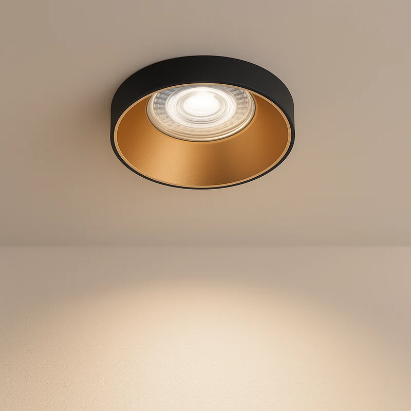 LED Einbaustrahler | Rund | Aluminium | Schwarz & Gold | inkl. GU10 Fassung | 230V 12V | extra-flach | dimmbar