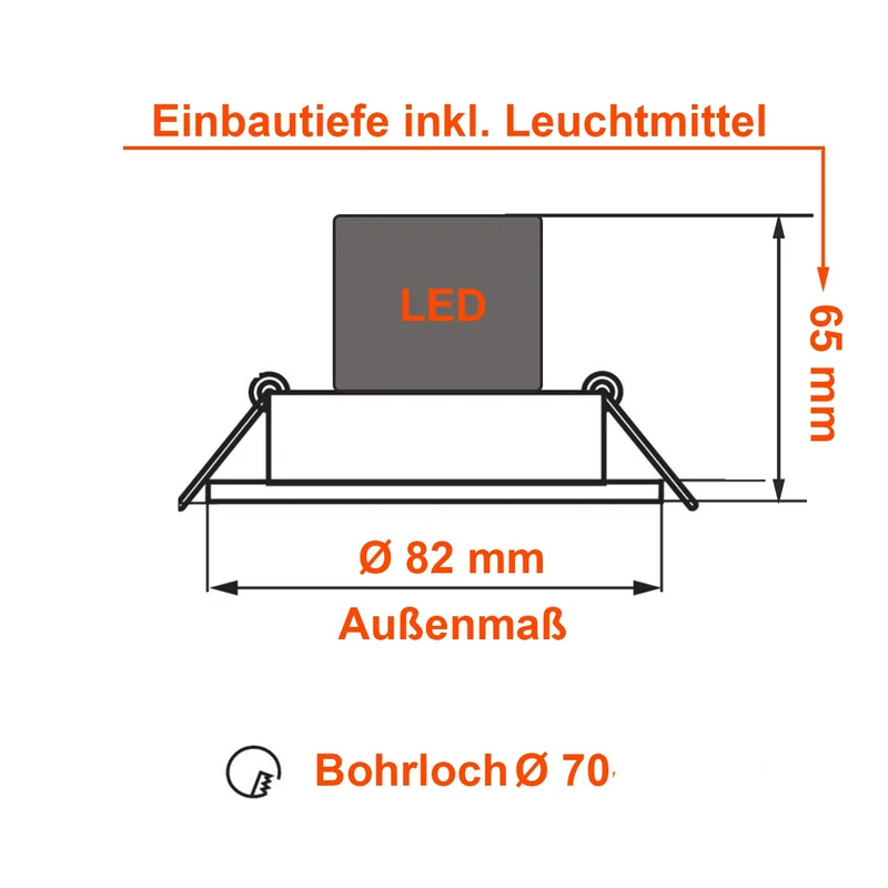 LED Einbaustrahler Cosmo | Rund | Schwenkbar | Aluminium | Schwarz Matt | Ø82mm | inkl. GU10 Fassung | 230V | extra-flach | dimmbar