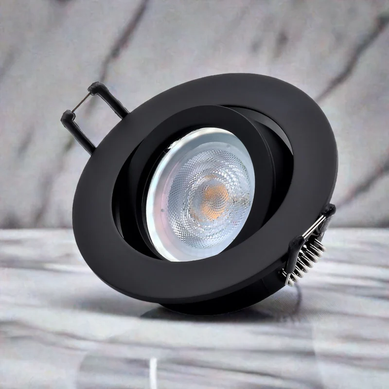 LED Einbaustrahler Cosmo | Rund | Schwenkbar | Aluminium | Schwarz Matt | Ø82mm | inkl. GU10 Fassung | 230V | extra-flach | dimmbar