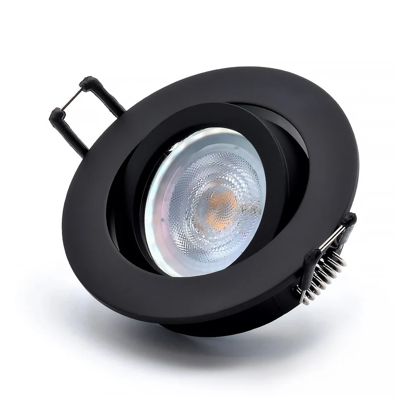 LED Einbaustrahler Cosmo | Rund | Schwenkbar | Aluminium | Schwarz Matt | Ø82mm | inkl. GU10 Fassung | 230V | extra-flach | dimmbar
