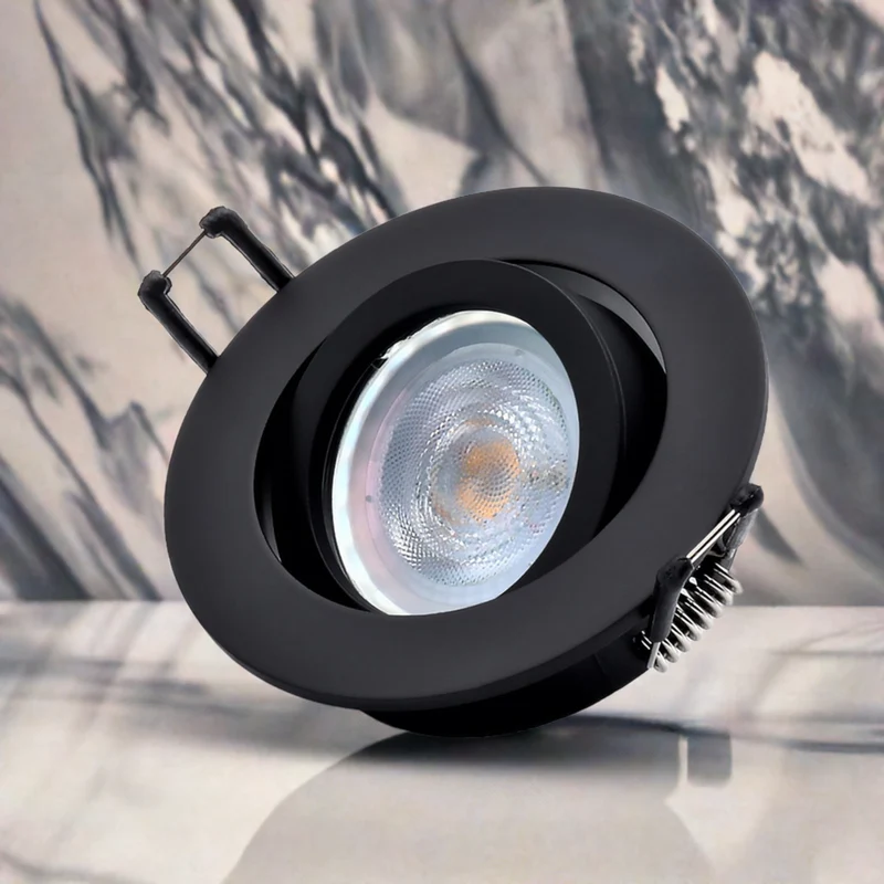 LED Einbaustrahler Cosmo | Rund | Schwenkbar | Aluminium | Schwarz Matt | Ø82mm | inkl. GU10 Fassung | 230V | extra-flach | dimmbar