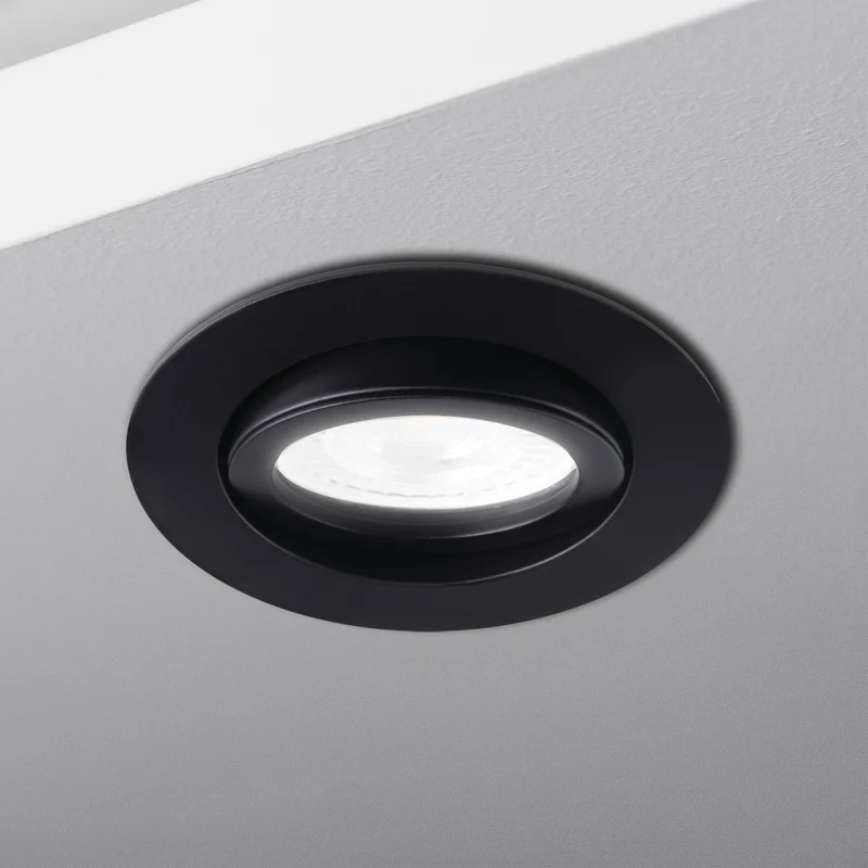 LED Einbaustrahler Cosmo | Rund | Schwenkbar | Aluminium | Schwarz Matt | Ø82mm | inkl. GU10 Fassung | 230V | extra-flach | dimmbar