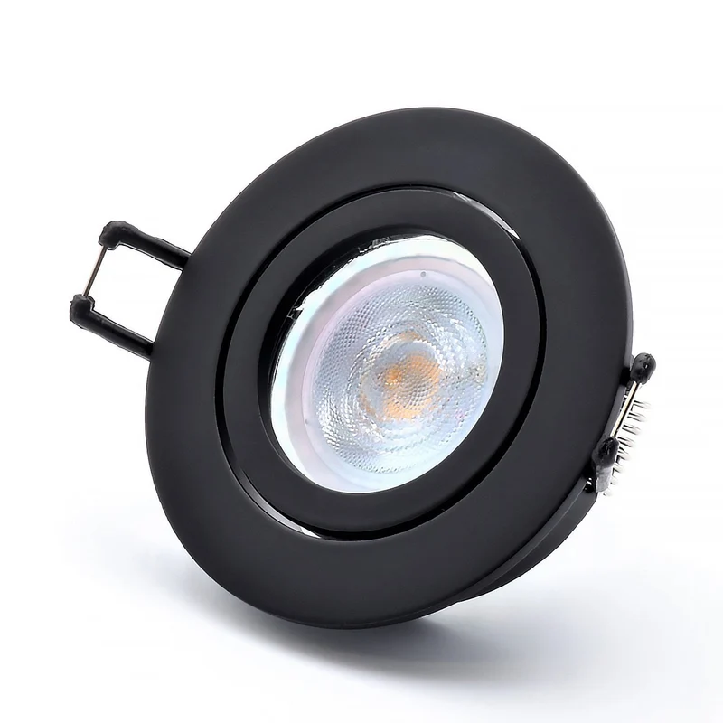 LED Einbaustrahler Cosmo | Rund | Schwenkbar | Aluminium | Schwarz Matt | Ø82mm | inkl. GU10 Fassung | 230V | extra-flach | dimmbar