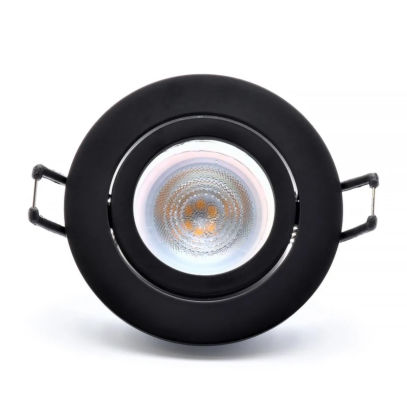 LED Einbaustrahler Cosmo | Rund | Schwenkbar | Aluminium | Schwarz Matt | Ø82mm | inkl. GU10 Fassung | 230V | extra-flach | dimmbar