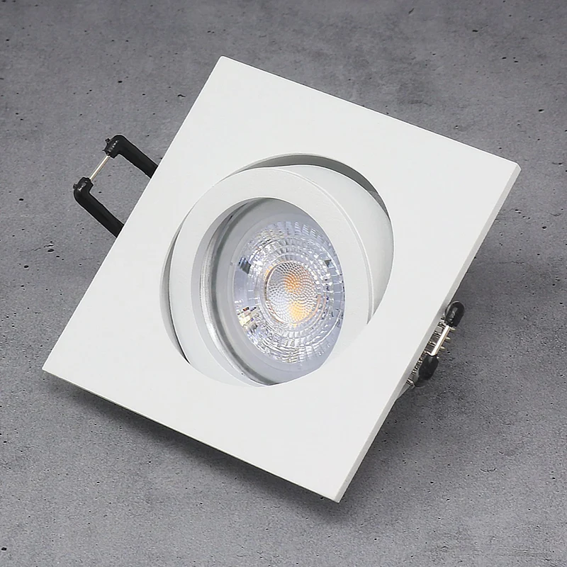 Einbaustrahler Cosmo | Eckig | Aluminium | Weiß Matt | 82x82mm | inkl. GU10 Fassung | 230V/12V | extra-flach | dimmbar