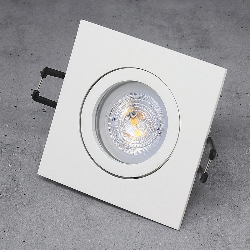 Einbaustrahler Cosmo | Eckig | Aluminium | Weiß Matt | 82x82mm | inkl. GU10 Fassung | 230V/12V | extra-flach | dimmbar