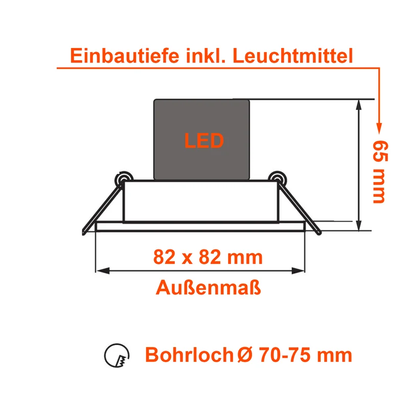 Einbaustrahler Cosmo | Eckig | Aluminium | Weiß Matt | 82x82mm | inkl. GU10 Fassung | 230V/12V | extra-flach | dimmbar